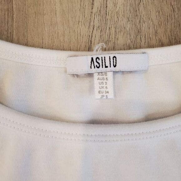 ASILIO NWOT White Short Sleeve Stretchy Mini Dress - Picture 5 of 7